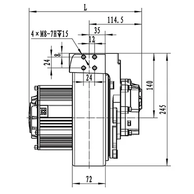 1000W Drive Motor Assembly, PMDC Brushless Motor TF120B-JY058A