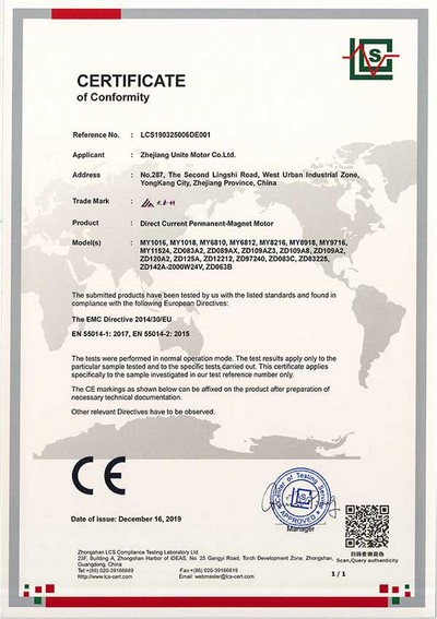 CE EMC Certificate